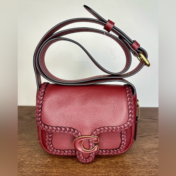 New Coach Tabby Messenger 19 With Braid in Wine - Picture 1 of 12